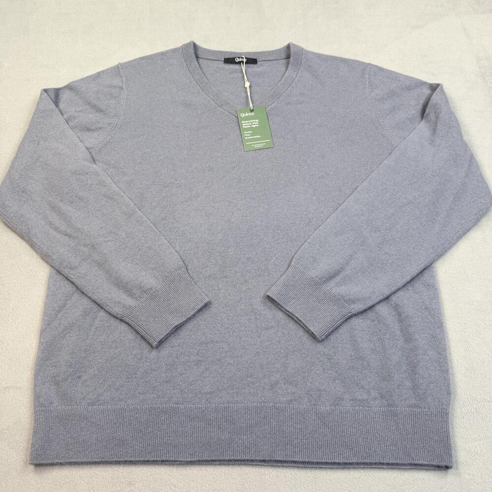 Quince Sweater Mens XL Gray 100% Cashmere V Neck Knit Pullover Soft Luxury
